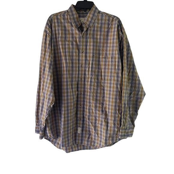 Eddie Bauer Men's Size Large Plaid Blue Yellow Long Sleeve Button Up - Picture 1 of 7